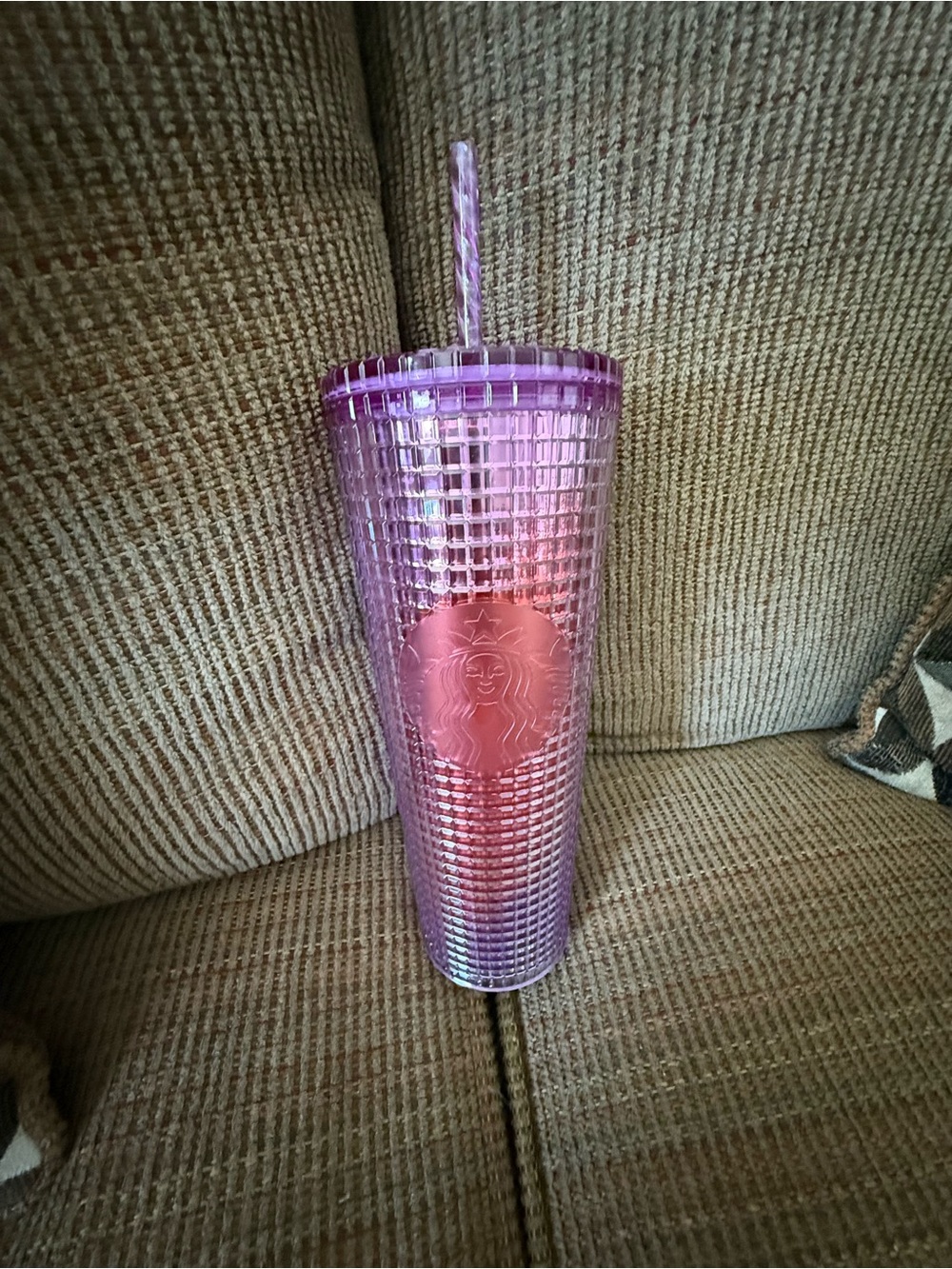 Starbucks Iridescent Purple-Pink Studded Cold Cup with Straw